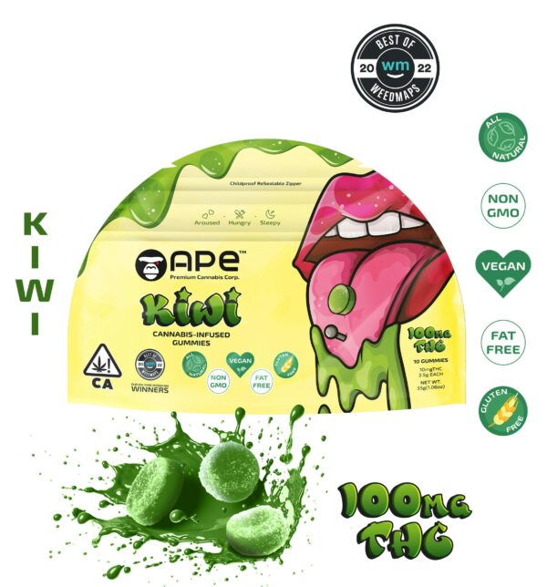 Kiwi Edibles — 100MG THC Gummies (NET WT 35g | 3.5g each)