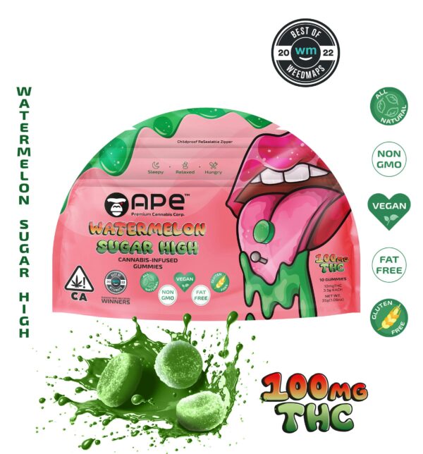 Watermelon Sugar High — 100MG THC Gummies (NET WT 35g | 3.5g each)