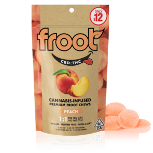 Froot Peach 1:1 CBD:THC Gummies - 100mg CBD: 100mg THC