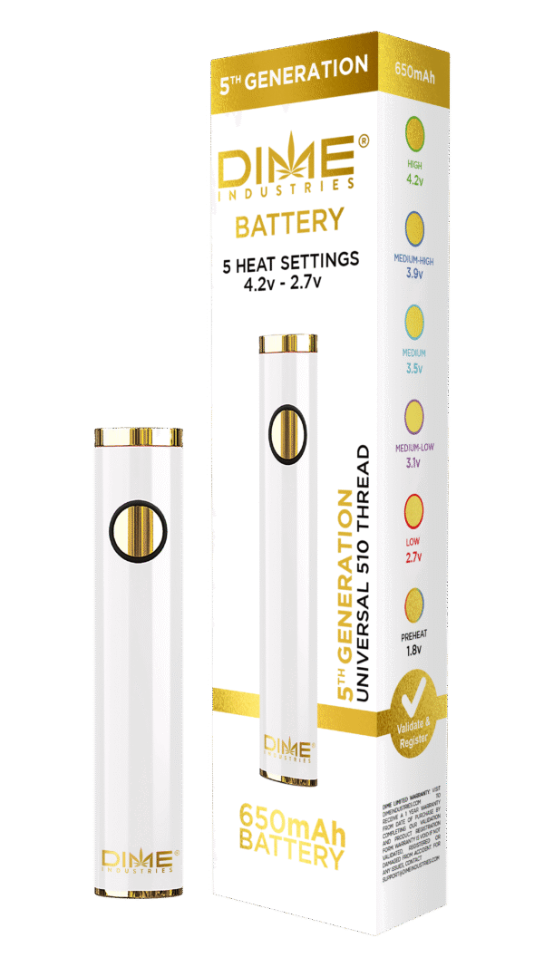 Dime Industries 5th Generation 510 Thread Battery - White (2023)